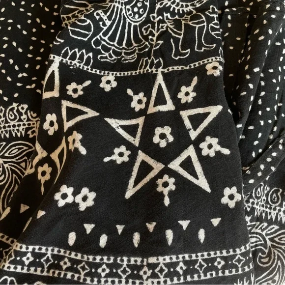 VINTAGE WOVEN COTTON PRINTED WRAP SKIRT PENTAGRAM PEACOCK PAISLEY DEER FLORAL - Picture 12 of 13